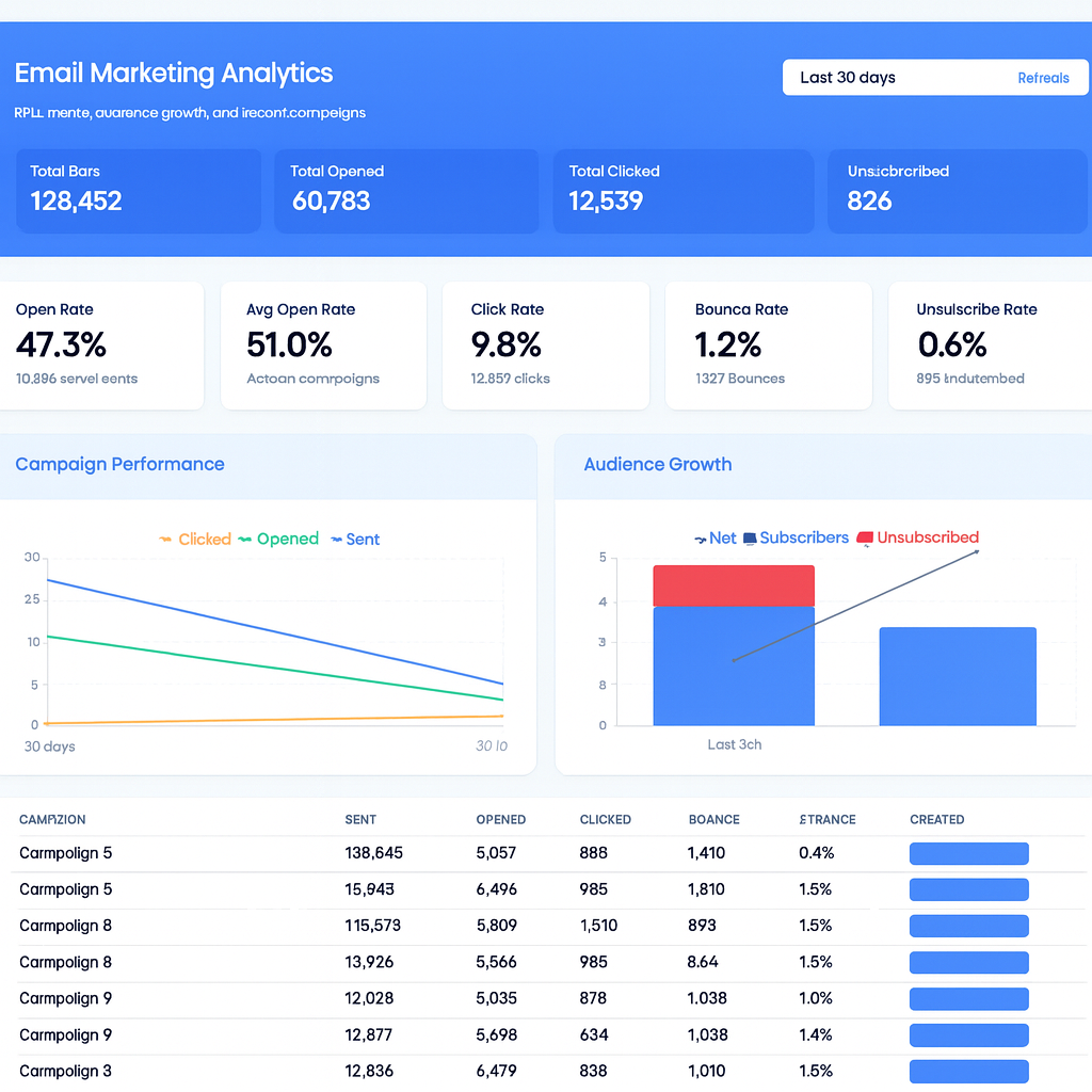 Email marketing dashboard